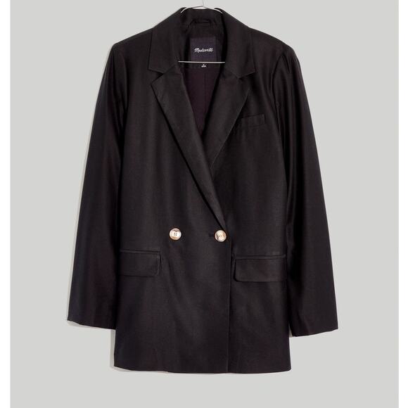 MADEWELL 'Caldwell' Black Double-Breasted Two Button Blazer MEDIUM - Picture 1 of 12